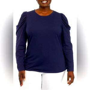 Crown & Ivy Women’s Plus Long Sleeve Pleated Shoulder Tee, Size 1X